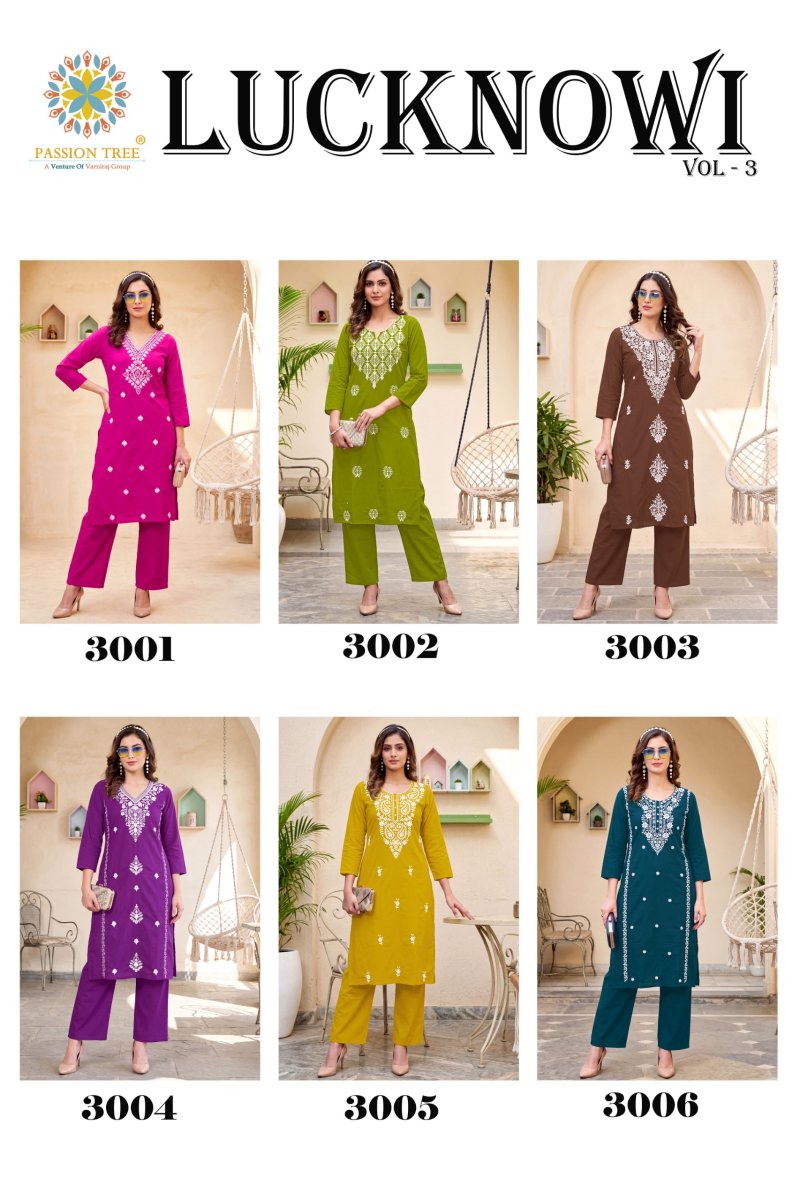 Lucknowi Vol 3 By Passion Tree Cotton Dhabu Kurti With Bottom